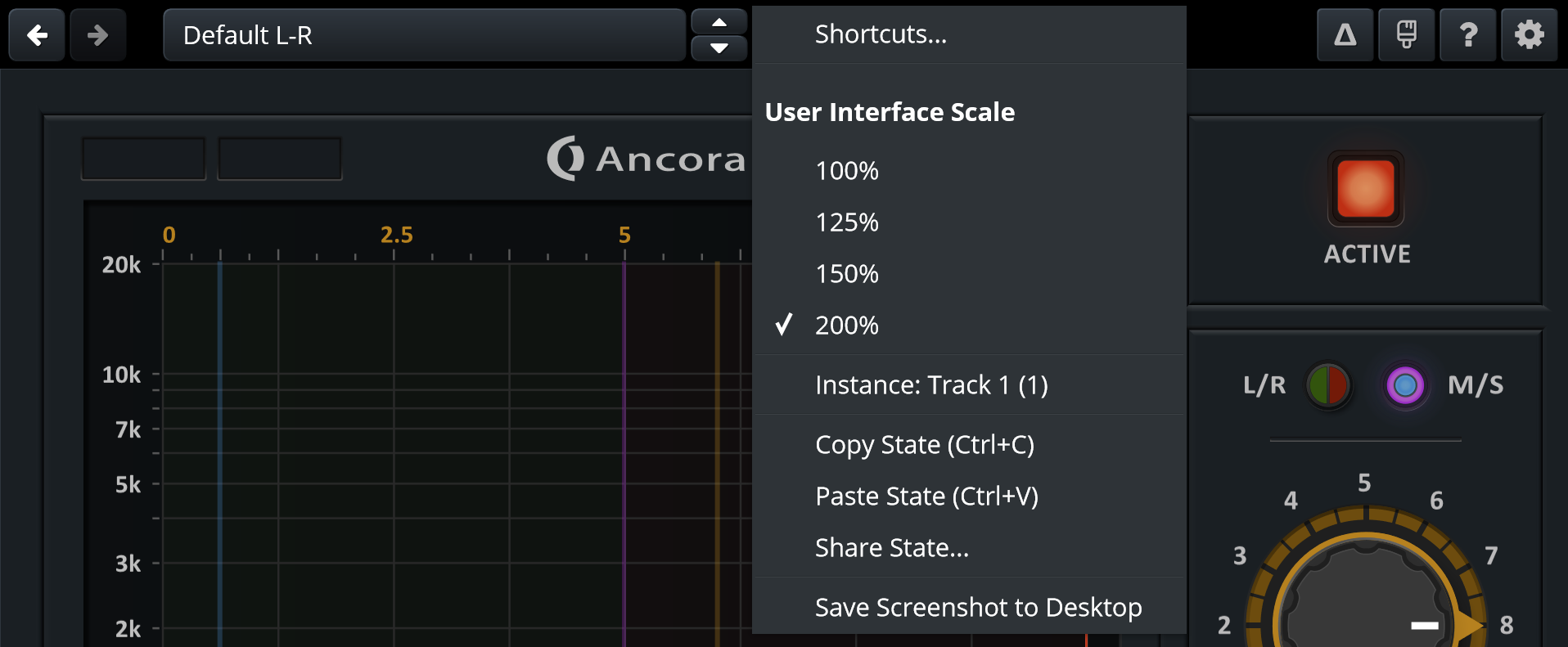 Standard context menu