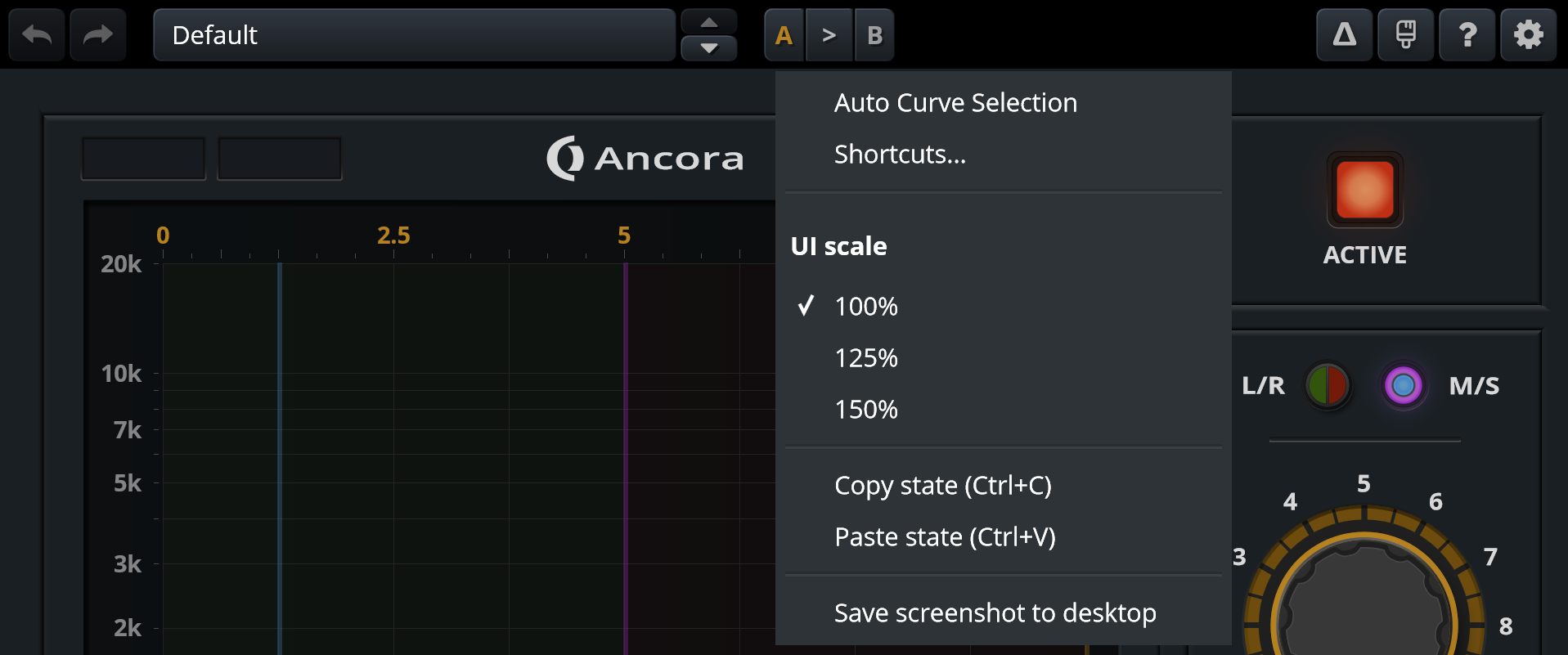Standard context menu