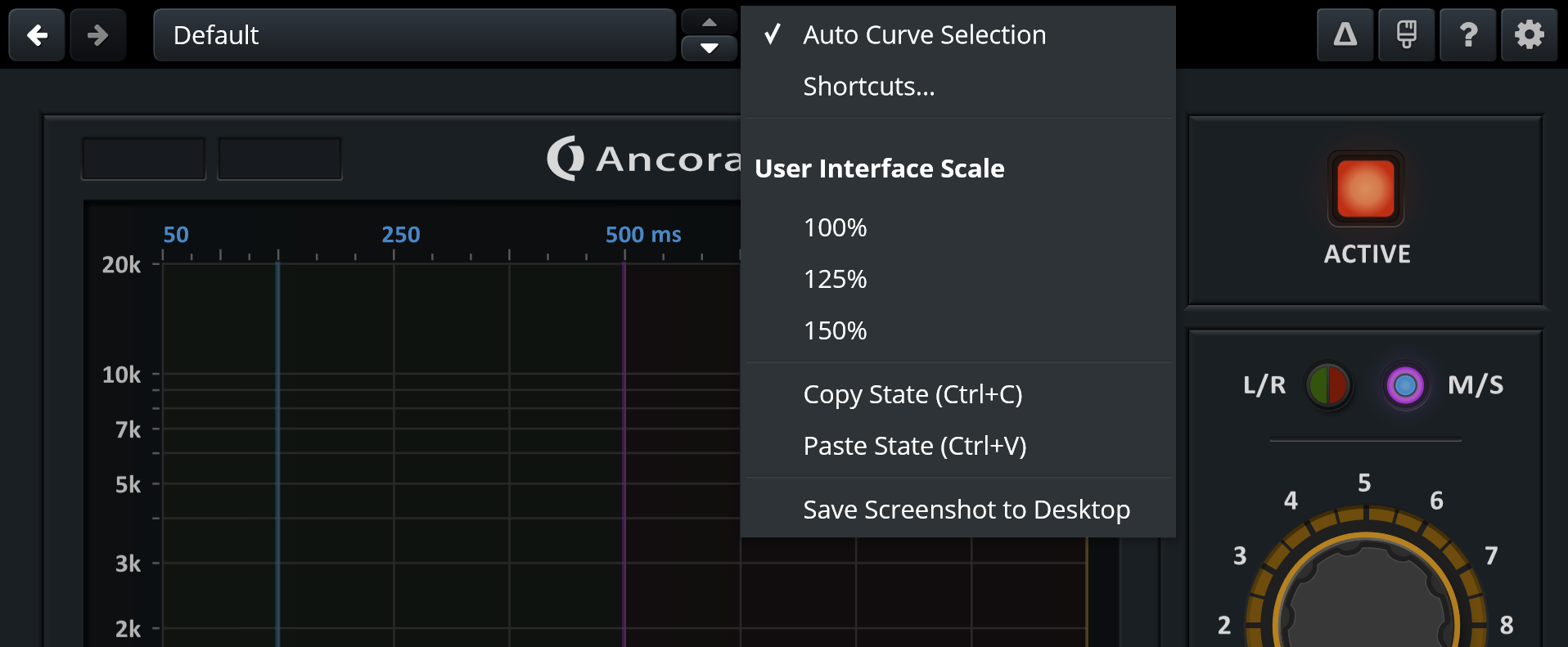 Standard context menu